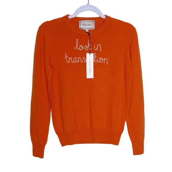 Lingua Franca | "Lost In Translation" Embroidered Cashmere Sweater - Picture 1 of 6